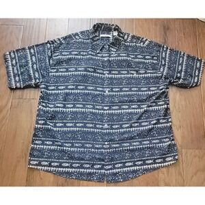 Summa Men's Hawaiian Print 100% Silk Button Up Short‎ Sleeve Shirt Size 2XL